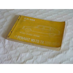Renault 16 R1151, R1154 et R1156, catalogue de pièces original