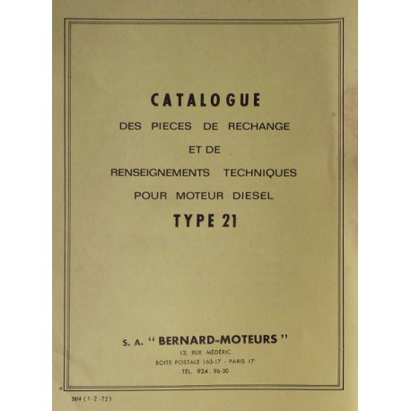 Bernard-Moteurs moteur diesel 21, catalogue de pièces et réglages