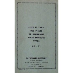 Bernard-Moteurs moteur diesel 62 et 71, catalogue de pièces et réglages