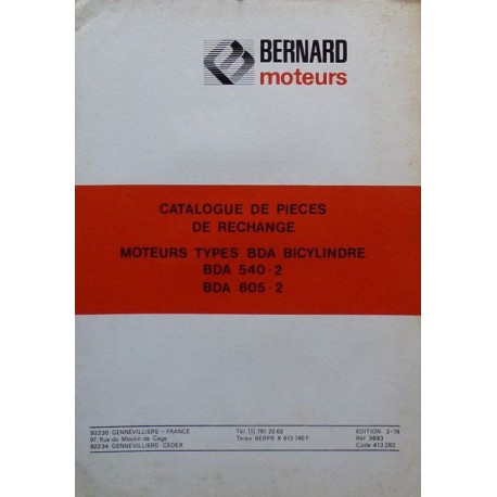 Bernard-Moteurs BDA 540-2 et 605-2, catalogue de pièces