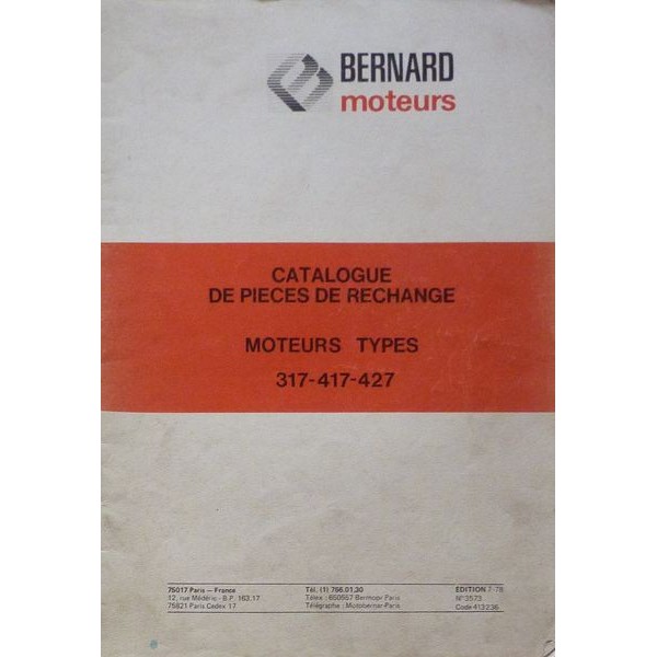 Catalogue de pièces BernardMoteurs 317, 417, 427 — free download