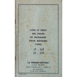 Bernard-Moteurs 17, 117, 27, 127, liste des pièces de rechange