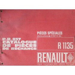 Renault 8 Gordini R1135, catalogue de pièces