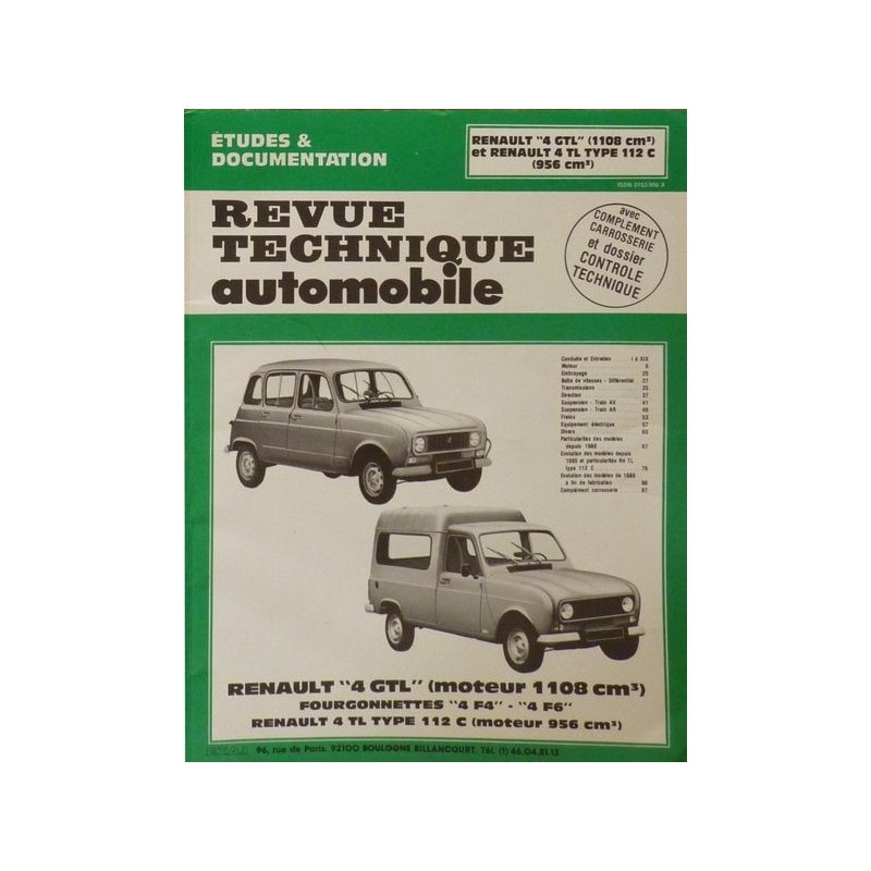 RTA Renault 4 TL, GTL, 4F4, 4F6, Pick-Up de 1978-93 RTA Renault 4 TL, GTL, 4F4, 4F6, Pick-Up de 1978-93