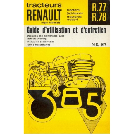 Renault 385 (R77 et R78), notice d'entretien