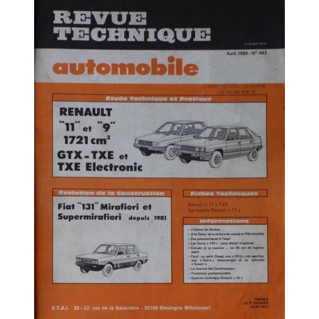 RTA Renault 9 et 11 essence 1721cm3