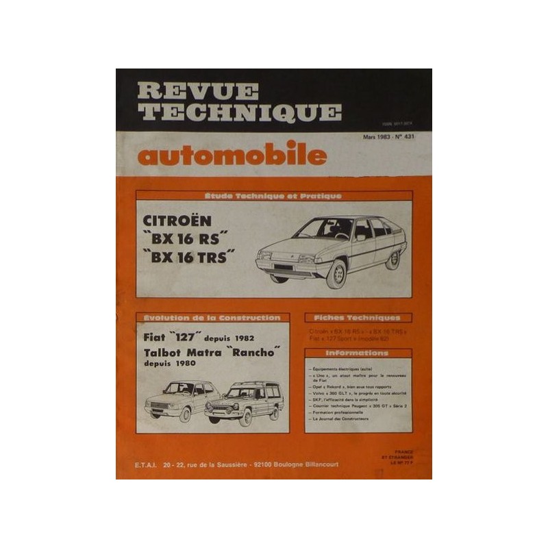 RTA Citroën BX 16RS, 16TRS RTA Citroën BX 16RS, 16TRS