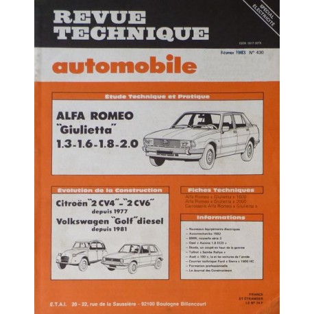 RTA Alfa Romeo Giulietta 1.3, 1.6, 1.8, 2.0