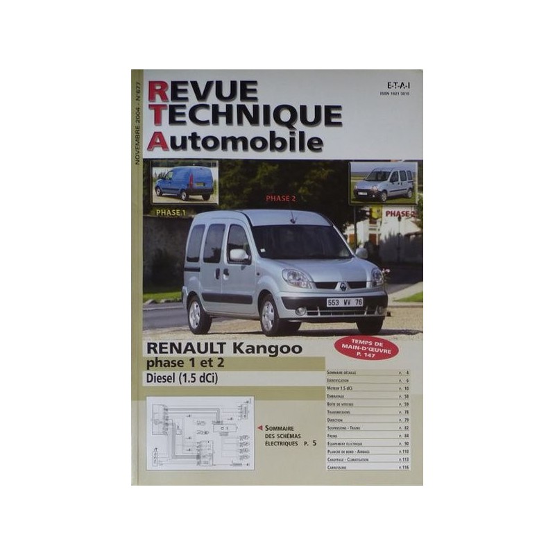 RTA Renault Kangoo I phase 1 et 2, Diesel