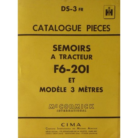 McCormick semoir F6-201 et 3 mètres, catalogue de pièces