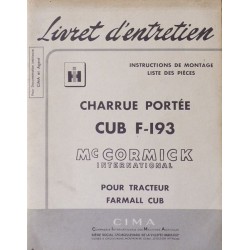 McCormick charrues CUB F-193, notice d'entretien