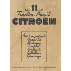 Citroën Traction 11cv B et BL, notice d'entretien