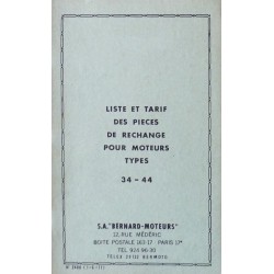 Bernard-Moteurs moteur diesel 34 et 44, liste des pièces détachées