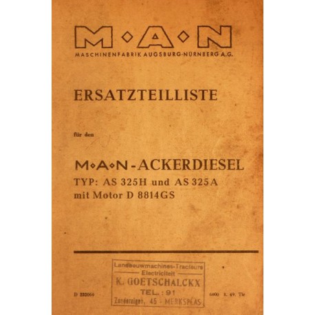 MAN Akerdiesel AS 325H et AS 325A, catalogue de pièces