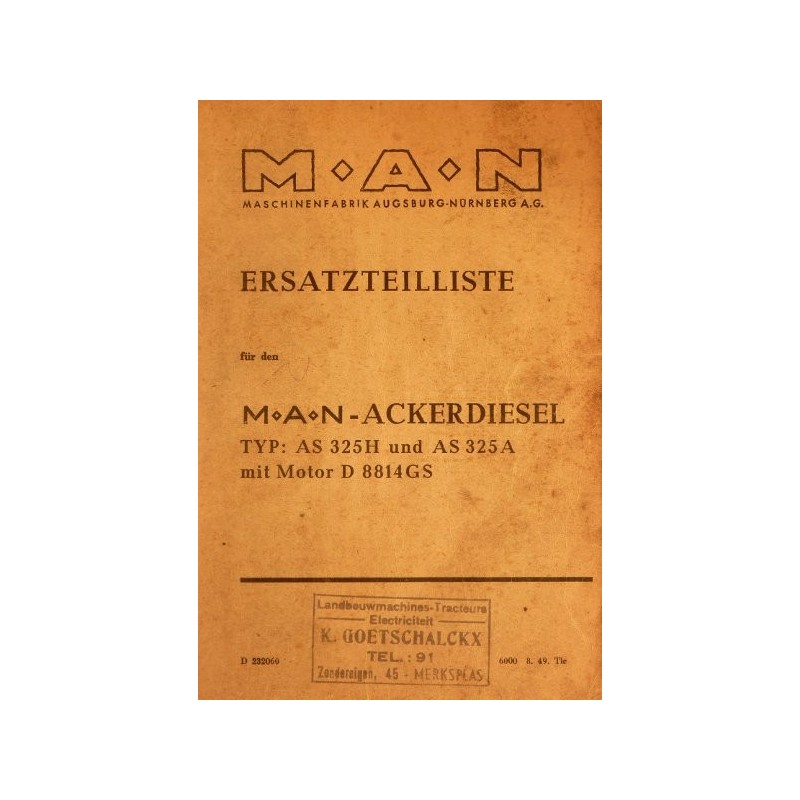 MAN Akerdiesel AS 325H et AS 325A, catalogue de pièces