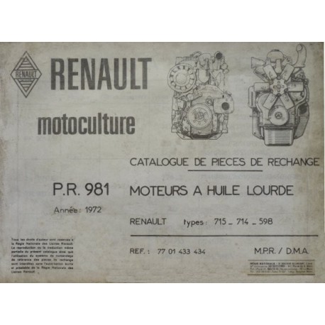 Renault 715, 714, 598, catalogue de pièces