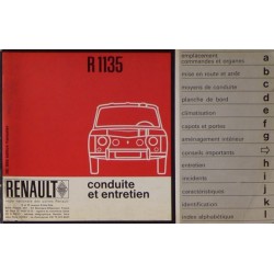 Renault 8 Gordini R1135, notice d'entretien