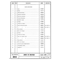 Vierzon Super 204, catalogue de pièces