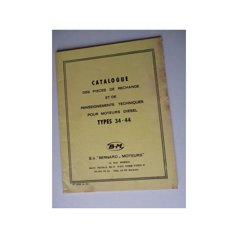 Bernard-Moteurs diesel 34 et 44, catalogue de pièces original