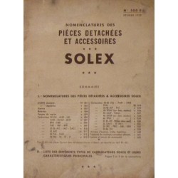 Solex, pièces détachées et accessoires des carburateurs pour années 40 et 50