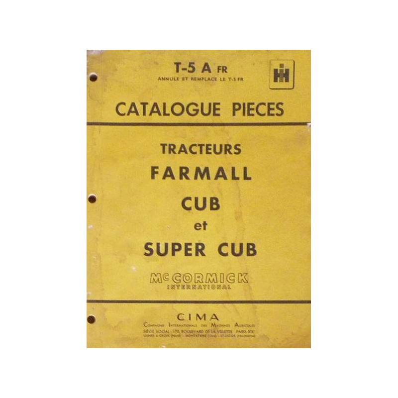 McCormick IH Farmall Cub, Super Cub, catalogue de pièces