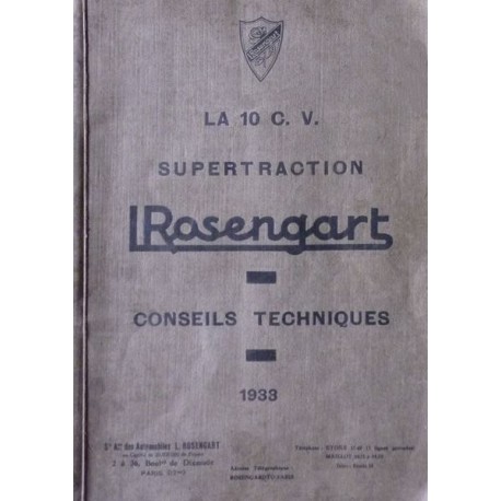 Rosengart Supertraction, manuel de réparation