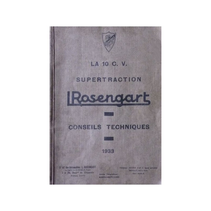 Rosengart Supertraction, manuel de réparation