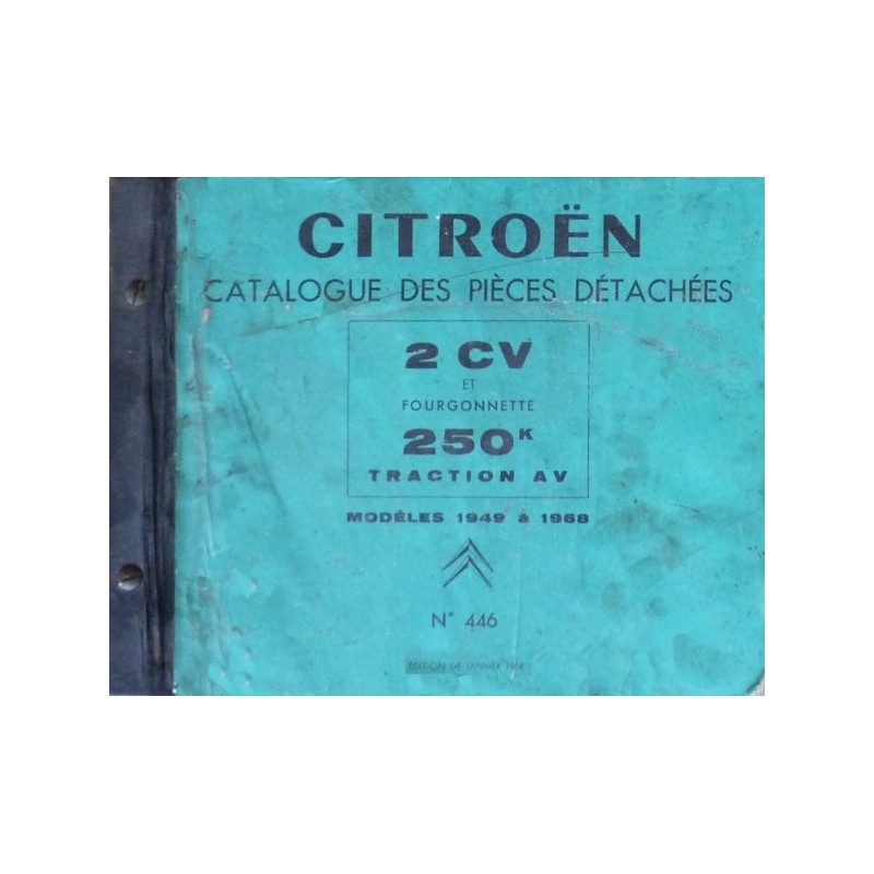 Citroën 2cv et fourgonnettes 250kg, catalogue de pièces