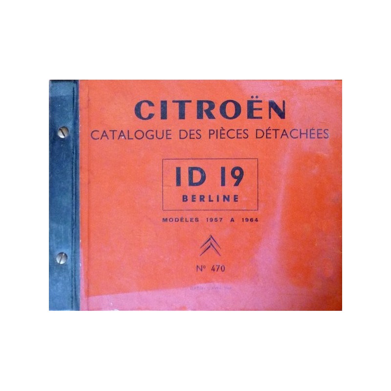 Citroën ID19 berlines, catalogue de pièces