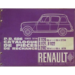 Renault 4 R1120, R1121, R1122 et R2102 (veh inférieur), catalogue de pièces