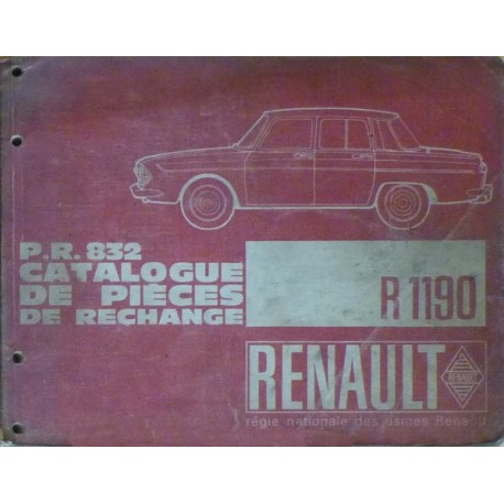 Renault 10 R1190, catalogue de pièces