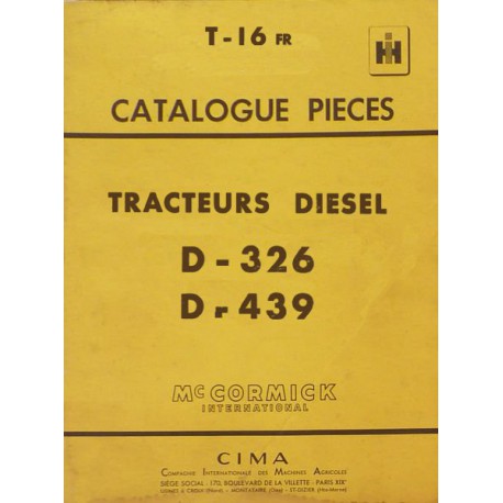 McCormick D-326, D-439, catalogue de pièces