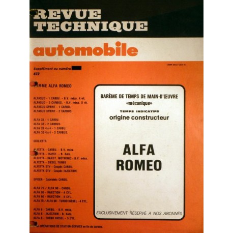 Temps de réparation Alfa Romeo années 80 et 90