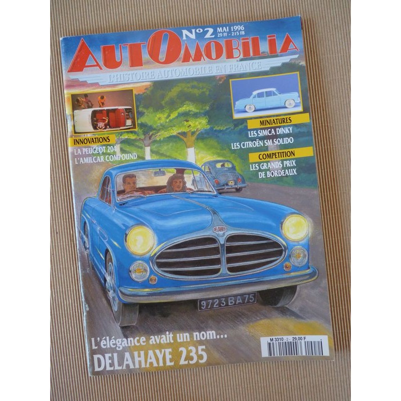 Automobilia n°2, Delahaye 235, Amilcar Compound, Peugeot 204, Antem, Peugeot 402B