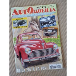 Automobilia n°13, Citroën Traction 7 11 Légère, Matra 530, Salmson 2300S, Peugeot 202 203, Simca 1100 Cardin