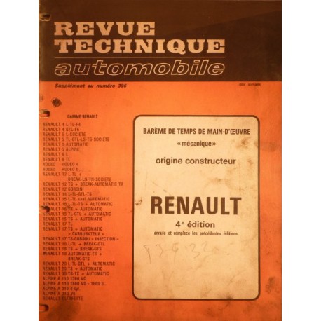 Temps de réparation Renault années 80 et 90 (4éme édition)