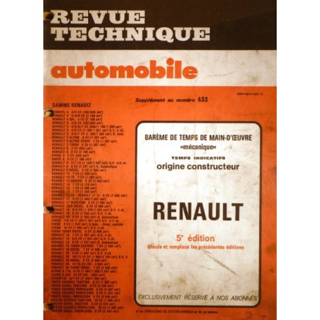 Temps de réparation Renault années 80 et 90 (5éme édition)