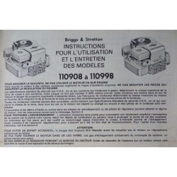 Briggs & Stratton 110908 à 110998, notice d'entretien