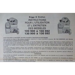 Briggs & Stratton 100900 à 100992, 130900 à 130992, notice d'entretien