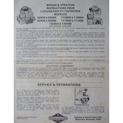 Briggs & Stratton séries 92500, 110900, 92900, 111900, 130900, notice d'entretien (eBook)