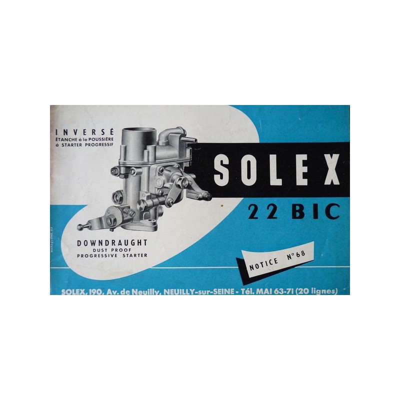 Solex 22 BIC, notice d'entretien (eBook)