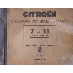 Citroën Traction Avant 7 et 11 dont commerciales, catalogue de pièces