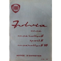 Lancia Fulvia Coupé, Rallye, Zagato Sport, HF 1.3, notice d'entretien (eBook)