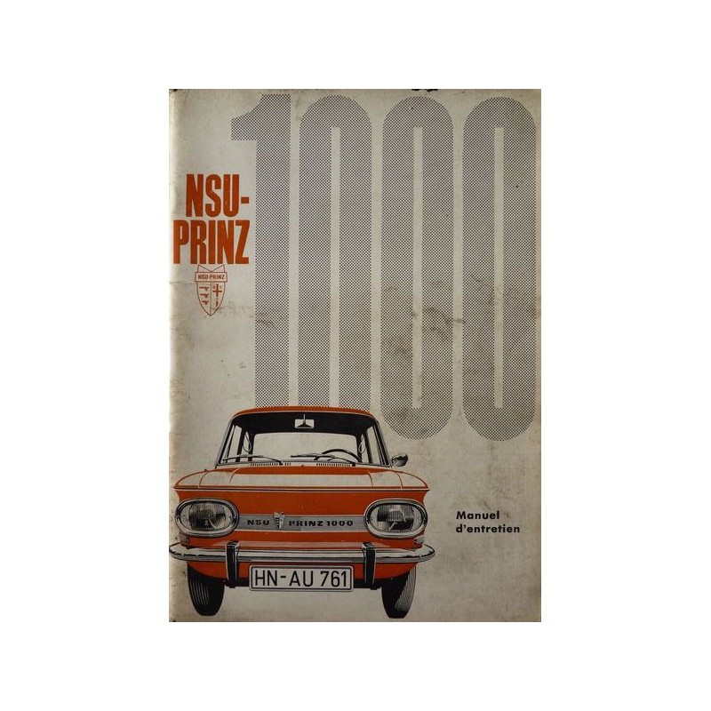 NSU Prinz 1000, 1000L, notice d'entretien (eBook)