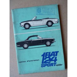 Fiat 124 Sport spider ou cabriolet, notice d'entretien originale