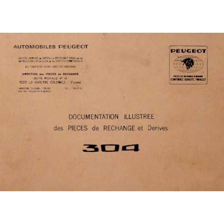 Peugeot 304, catalogue de pièces