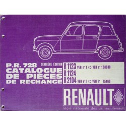 Renault 4 R1123, R1124 et R2104, catalogue de pièces