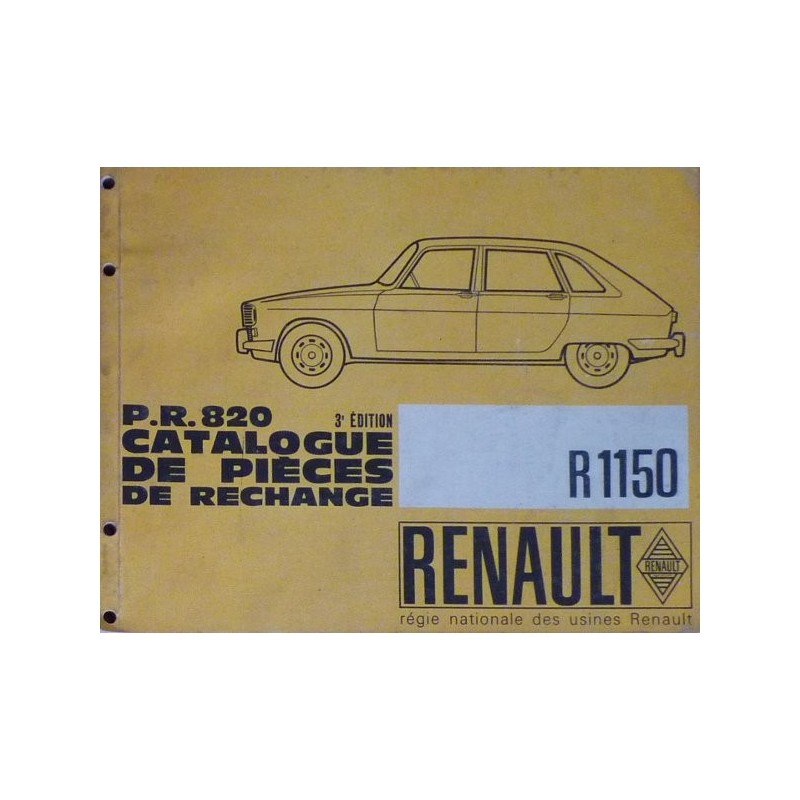 Renault 16 R1150, catalogue de pièces