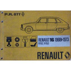 Renault 16 R1152 et R1153, catalogue de pièces