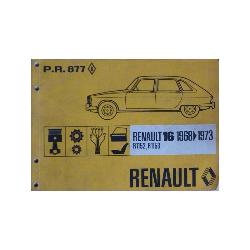 Renault 16 R1152 et R1153, catalogue de pièces